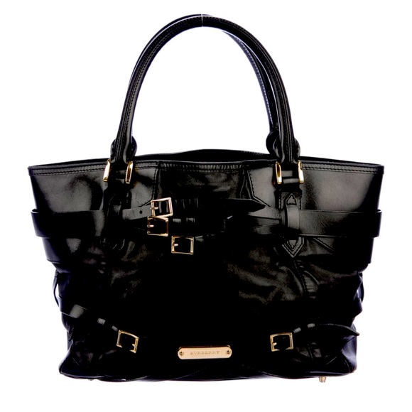 Authentic Burberry Belted Bridle Tote in Black with Gold Hardware - Picture 1 of 4